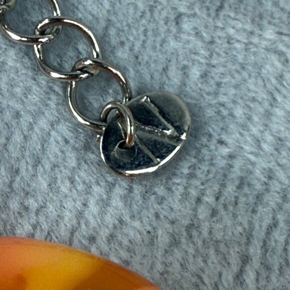 Vintage Style Orange Swirl Resin Acrylic Beaded Necklace Adjustable Chain - Picture 11 of 16